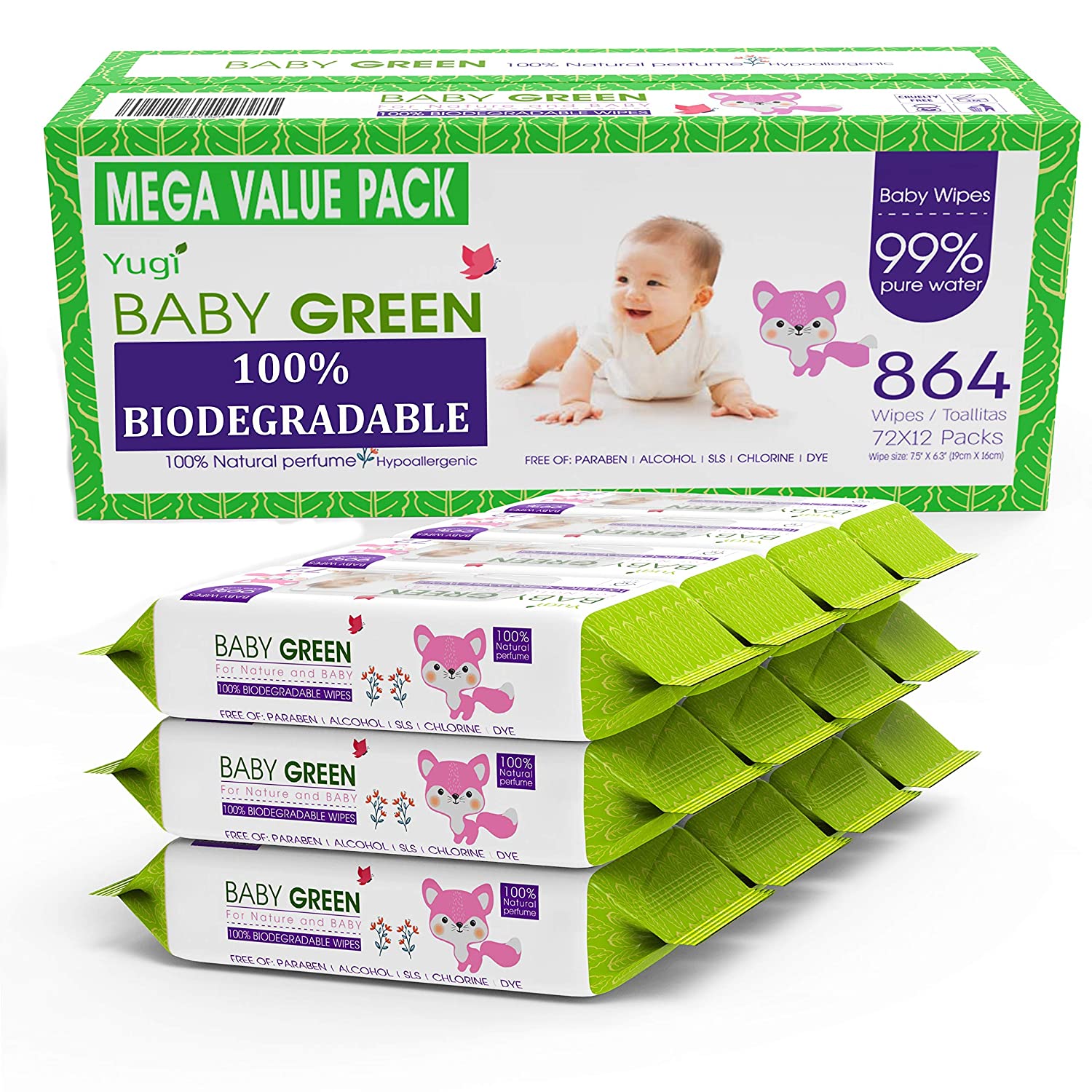 thumbnail image 2 of Organic Baby Wipes | Baby Wipes Nature 6-Pack (80s 2 of 14
